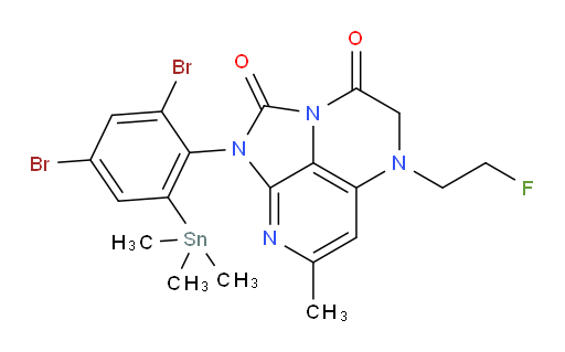 1-(2,4-dibromo-6-(trimethylstannyl)phenyl)-5-(2-fluoroethyl)-7-methyl-4,5-dihydro-1H-1,2a,5,8-tetraazaacenaphthylene-2,3-dione