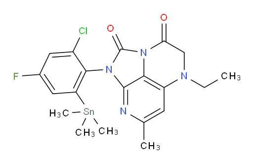 1-(2-chloro-4-fluoro-6-(trimethylstannyl)phenyl)-5-ethyl-7-methyl-4,5-dihydro-1H-1,2a,5,8-tetraazaacenaphthylene-2,3-dione