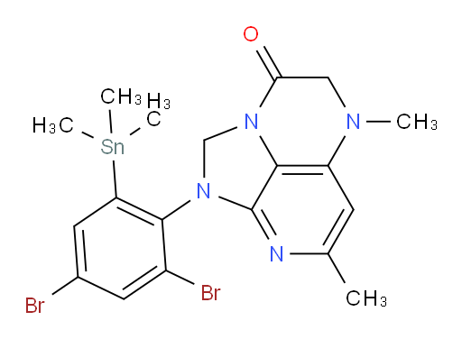 1-(2,4-dibromo-6-(trimethylstannyl)phenyl)-5,7-dimethyl-4,5-dihydro-1H-1,2a,5,8-tetraazaacenaphthylen-3(2H)-one