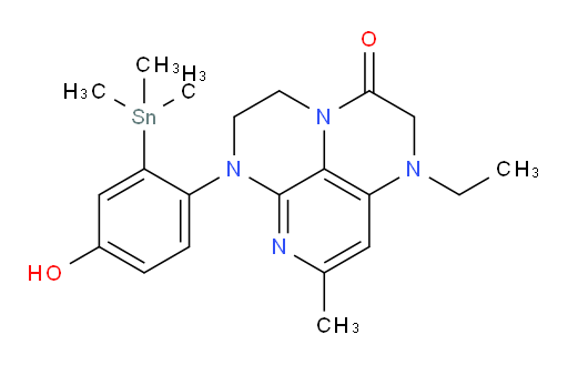 1-ethyl-6-(4-hydroxy-2-(trimethylstannyl)phenyl)-8-methyl-1,2,5,6-tetrahydro-1,3a,6,7-tetraazaphenalen-3(4H)-one