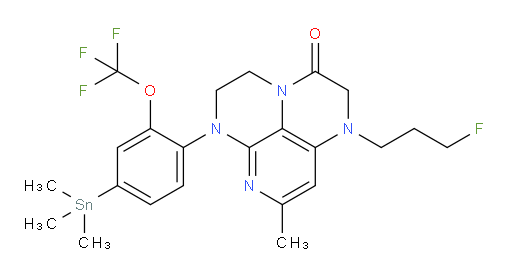 1-(3-fluoropropyl)-8-methyl-6-(2-(trifluoromethoxy)-4-(trimethylstannyl)phenyl)-1,2,5,6-tetrahydro-1,3a,6,7-tetraazaphenalen-3(4H)-one