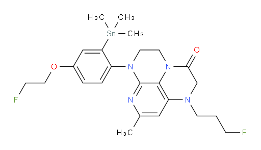 6-(4-(2-fluoroethoxy)-2-(trimethylstannyl)phenyl)-1-(3-fluoropropyl)-8-methyl-1,2,5,6-tetrahydro-1,3a,6,7-tetraazaphenalen-3(4H)-one