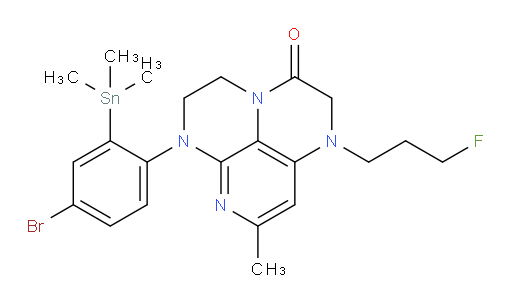 6-(4-bromo-2-(trimethylstannyl)phenyl)-1-(3-fluoropropyl)-8-methyl-1,2,5,6-tetrahydro-1,3a,6,7-tetraazaphenalen-3(4H)-one