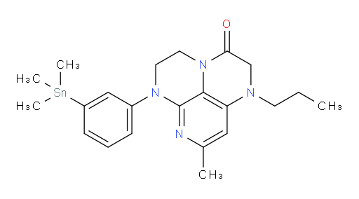 8-methyl-1-propyl-6-(3-(trimethylstannyl)phenyl)-1,2,5,6-tetrahydro-1,3a,6,7-tetraazaphenalen-3(4H)-one