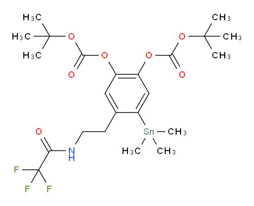 di-tert-butyl (4-(2-(2,2,2-trifluoroacetamido)ethyl)-5-(trimethylstannyl)-1,2-phenylene) dicarbonate