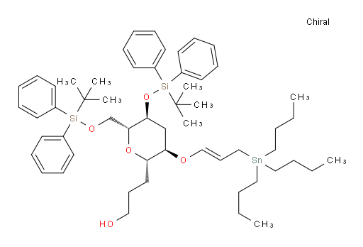 3-((2S,3R,5S,6R)-5-((tert-butyldiphenylsilyl)oxy)-6-(((tert-butyldiphenylsilyl)oxy)methyl)-3-(((E)-3-(tributylstannyl)prop-1-en-1-yl)oxy)tetrahydro-2H-pyran-2-yl)propan-1-ol