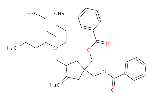 (3-methylene-4-((tributylstannyl)methyl)cyclopentane-1,1-diyl)bis(methylene) dibenzoate