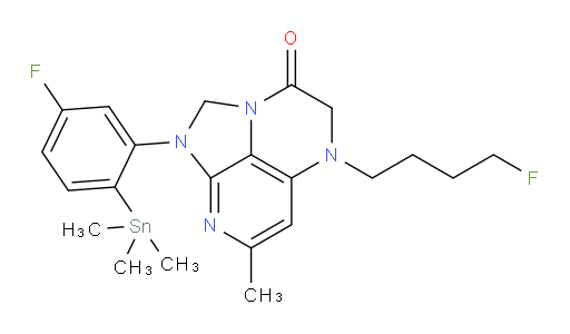 1-(5-fluoro-2-(trimethylstannyl)phenyl)-5-(4-fluorobutyl)-7-methyl-4,5-dihydro-1H-1,2a,5,8-tetraazaacenaphthylen-3(2H)-one