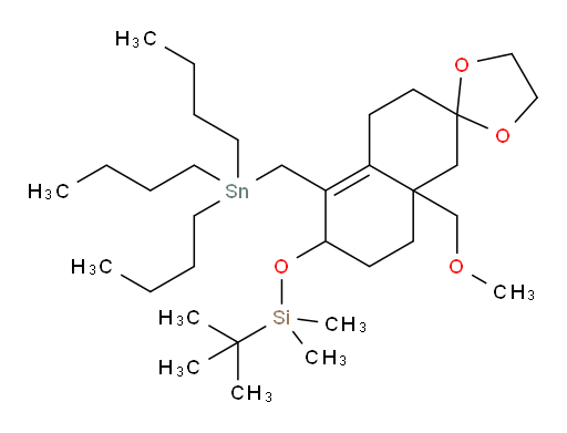 tert-butyl((8a'-(methoxymethyl)-5'-((tributylstannyl)methyl)-3',4',6',7',8',8a'-hexahydro-1'H-spiro[[1,3]dioxolane-2,2'-naphthalen]-6'-yl)oxy)dimethylsilane