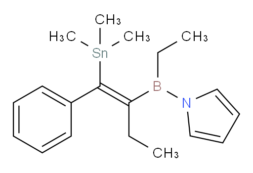 (E)-1-(乙基(1-苯基-1-(三甲基锡基)丁-1-烯-2-基)boryl)-1H-吡咯