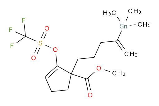 methyl 2-(((trifluoromethyl)sulfonyl)oxy)-1-(4-(trimethylstannyl)pent-4-en-1-yl)cyclopent-2-enecarboxylate