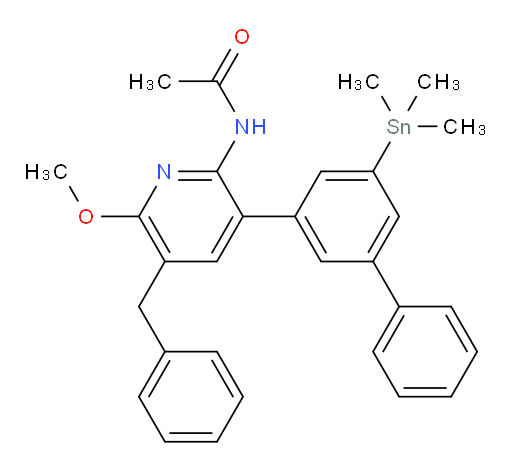 N-(5-benzyl-6-methoxy-3-(5-(trimethylstannyl)-[1,1'-biphenyl]-3-yl)pyridin-2-yl)acetamide