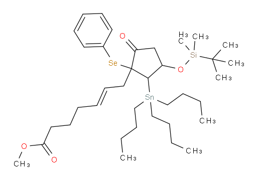 (E)-methyl 7-(3-((tert-butyldimethylsilyl)oxy)-5-oxo-1-(phenylselanyl)-2-(tributylstannyl)cyclopentyl)hept-5-enoate