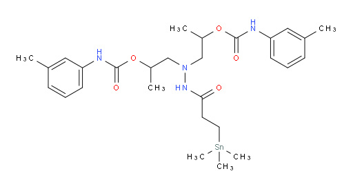(2-(3-(trimethylstannyl)propanoyl)hydrazine-1,1-diyl)bis(propane-2,1-diyl) bis(m-tolylcarbamate)