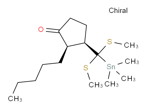 (2R,3R)-3-(bis(methylthio)(trimethylstannyl)methyl)-2-pentylcyclopentanone