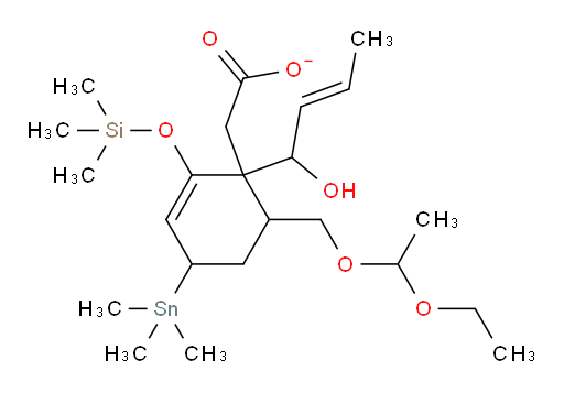 (E)-2-(6-((1-ethoxyethoxy)methyl)-1-(1-hydroxybut-2-en-1-yl)-2-((trimethylsilyl)oxy)-4-(trimethylstannyl)cyclohex-2-en-1-yl)acetate