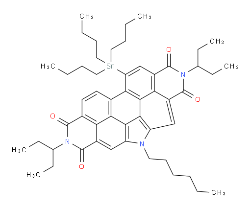 5-hexyl-2,8-di(pentan-3-yl)-11-(tributylstannyl)-1H-pyrido[3',4',5':4,5]naphtho[2,1,8-cde]pyrido[3',4',5':4,5]naphtho[8,1,2-ghi]isoindole-1,3,7,9(2H,5H,8H)-tetraone