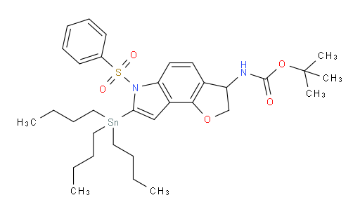 tert-butyl (6-(phenylsulfonyl)-7-(tributylstannyl)-3,6-dihydro-2H-furo[2,3-e]indol-3-yl)carbamate