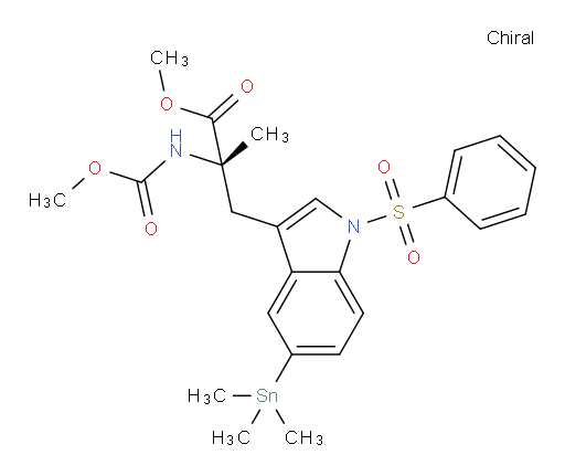 (S)-methyl 2-((methoxycarbonyl)amino)-2-methyl-3-(1-(phenylsulfonyl)-5-(trimethylstannyl)-1H-indol-3-yl)propanoate