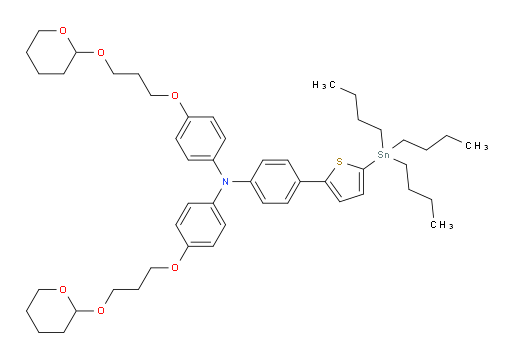 4-(3-((tetrahydro-2H-pyran-2-yl)oxy)propoxy)-N-(4-(3-((tetrahydro-2H-pyran-2-yl)oxy)propoxy)phenyl)-N-(4-(5-(tributylstannyl)thiophen-2-yl)phenyl)aniline