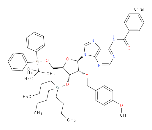 N-(9-((2R,3R,4R,5R)-5-(((tert-butyldiphenylsilyl)oxy)methyl)-3-((4-methoxybenzyl)oxy)-4-((tributylstannyl)oxy)tetrahydrofuran-2-yl)-9H-purin-6-yl)benzamide