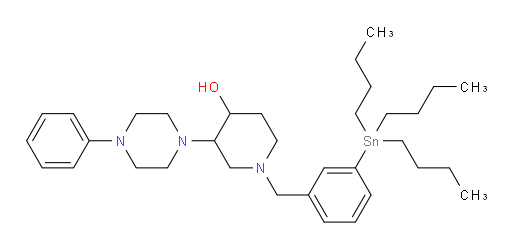3-(4-phenylpiperazin-1-yl)-1-(3-(tributylstannyl)benzyl)piperidin-4-ol