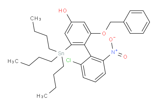 2-(benzyloxy)-2'-chloro-6'-nitro-6-(tributylstannyl)-[1,1'-biphenyl]-4-ol