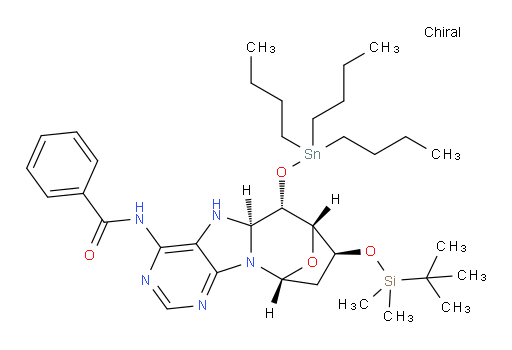 N-((5aR,6S,7S,8S,10R)-8-((tert-butyldimethylsilyl)oxy)-6-((tributylstannyl)oxy)-5a,6,7,8,9,10-hexahydro-5H-7,10-epoxyazepino[1,2-e]purin-4-yl)benzamide