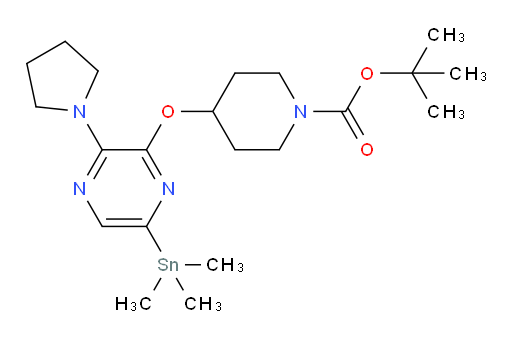 tert-butyl 4-((3-(pyrrolidin-1-yl)-6-(trimethylstannyl)pyrazin-2-yl)oxy)piperidine-1-carboxylate
