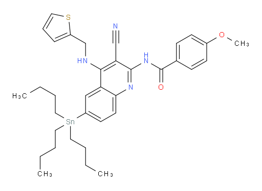 N-(3-cyano-4-((thiophen-2-ylmethyl)amino)-6-(tributylstannyl)quinolin-2-yl)-4-methoxybenzamide