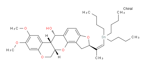 (2R,6S,6aR,12aS)-8,9-dimethoxy-2-((Z)-1-(tributylstannyl)prop-1-en-2-yl)-1,2,6,6a,12,12a-hexahydrochromeno[3,4-b]furo[2,3-h]chromen-6-ol