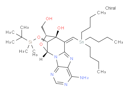 (7R,8R,10R,12R,E)-4-amino-12-((tert-butyldimethylsilyl)oxy)-8-(hydroxymethyl)-6-((tributylstannyl)methylene)-6,7,8,10-tetrahydro-7,10-methano[1,3]oxazepino[3,4-e]purin-7-ol