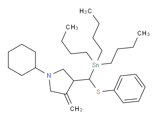 1-cyclohexyl-3-methylene-4-((phenylthio)(tributylstannyl)methyl)pyrrolidine