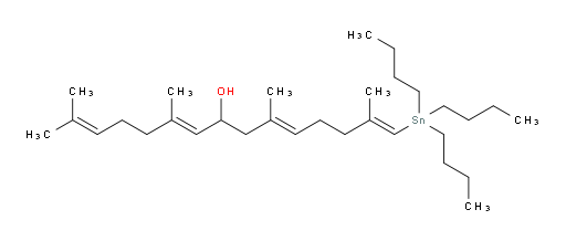 (1E,5E,9E)-2,6,10,14-tetramethyl-1-(tributylstannyl)pentadeca-1,5,9,13-tetraen-8-ol
