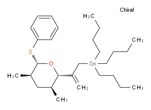 tributyl(2-((2S,3S,5R,6S)-3,5-dimethyl-6-(phenylthio)tetrahydro-2H-pyran-2-yl)allyl)stannane