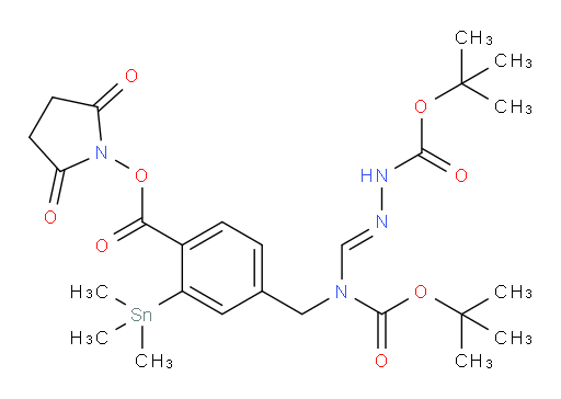 (E)-tert-butyl 2-(((tert-butoxycarbonyl)(4-(((2,5-dioxopyrrolidin-1-yl)oxy)carbonyl)-3-(trimethylstannyl)benzyl)amino)methylene)hydrazinecarboxylate