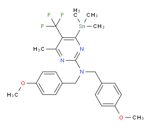 N,N-bis(4-methoxybenzyl)-4-methyl-5-(trifluoromethyl)-6-(trimethylstannyl)pyrimidin-2-amine