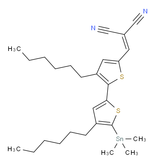 2-((3,4'-dihexyl-5'-(trimethylstannyl)-[2,2'-bithiophen]-5-yl)methylene)malononitrile
