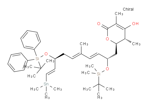 (5R,6R)-6-((2S,3E,5E,8S,9E)-2-((tert-butyldimethylsilyl)oxy)-8-((tert-butyldiphenylsilyl)oxy)-5-methyl-10-(trimethylstannyl)deca-3,5,9-trien-1-yl)-4-hydroxy-3,5-dimethyl-5,6-dihydro-2H-pyran-2-one