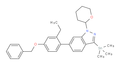 6-(4-(benzyloxy)-2-ethylphenyl)-1-(tetrahydro-2H-pyran-2-yl)-3-(trimethylstannyl)-1H-indazole
