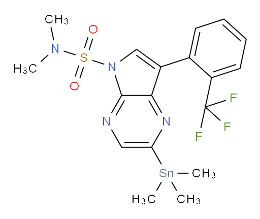 N,N-dimethyl-7-(2-(trifluoromethyl)phenyl)-2-(trimethylstannyl)-5H-pyrrolo[2,3-b]pyrazine-5-sulfonamide