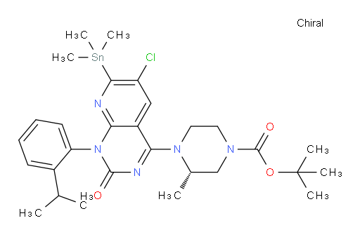 (S)-tert-butyl 4-(6-chloro-1-(2-isopropylphenyl)-2-oxo-7-(trimethylstannyl)-1,2-dihydropyrido[2,3-d]pyrimidin-4-yl)-3-methylpiperazine-1-carboxylate