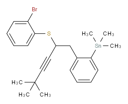 (2-(2-((2-bromophenyl)thio)-5,5-dimethylhex-3-yn-1-yl)phenyl)trimethylstannane