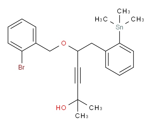 5-((2-bromobenzyl)oxy)-2-methyl-6-(2-(trimethylstannyl)phenyl)hex-3-yn-2-ol