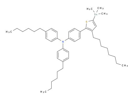 4-hexyl-N-(4-hexylphenyl)-N-(4-(3-octyl-5-(trimethylstannyl)thiophen-2-yl)phenyl)aniline
