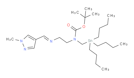 (E)-tert-butyl (2-(((1-methyl-1H-pyrazol-4-yl)methylene)amino)ethyl)((tributylstannyl)methyl)carbamate