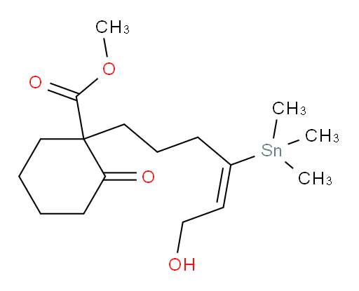 (E)-methyl 1-(6-hydroxy-4-(trimethylstannyl)hex-4-en-1-yl)-2-oxocyclohexanecarboxylate
