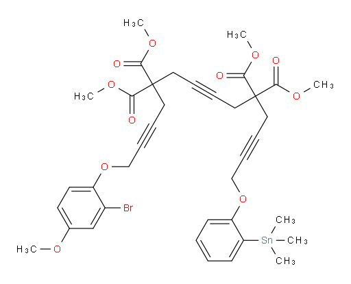tetramethyl 1-(2-bromo-4-methoxyphenoxy)-14-(2-(trimethylstannyl)phenoxy)tetradeca-2,7,12-triyne-5,5,10,10-tetracarboxylate