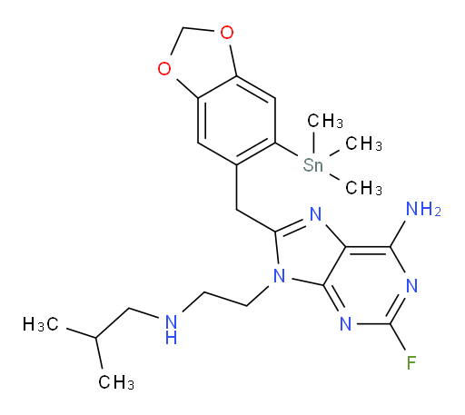 2-fluoro-9-(2-(isobutylamino)ethyl)-8-((6-(trimethylstannyl)benzo[d][1,3]dioxol-5-yl)methyl)-9H-purin-6-amine