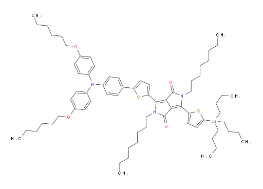 3-(5-(4-(bis(4-(hexyloxy)phenyl)amino)phenyl)thiophen-2-yl)-2,5-dioctyl-6-(5-(tributylstannyl)thiophen-2-yl)pyrrolo[3,4-c]pyrrole-1,4(2H,5H)-dione